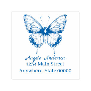 Tampon Auto-encreur Chinoiserie Butterfly Adresse de retour