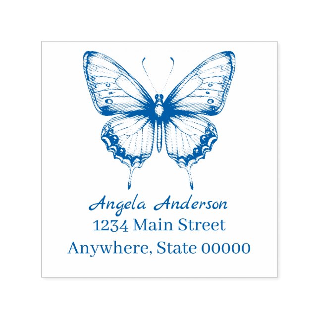 Tampon Auto-encreur Chinoiserie Butterfly Adresse de retour (Design)