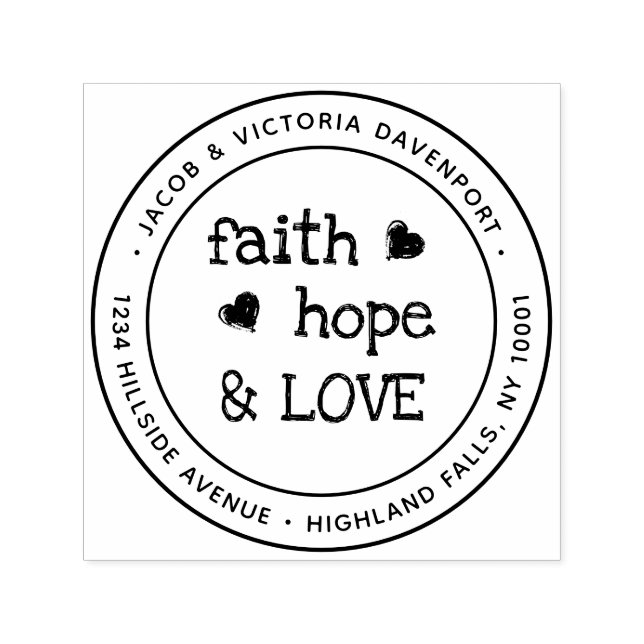 Tampon Auto-encreur Christian Faith Hope Love Adresse de retour (Design)
