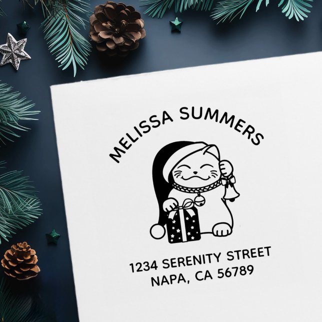 Tampon Auto-encreur Christmas Cat Arch Address (Créateur téléchargé)