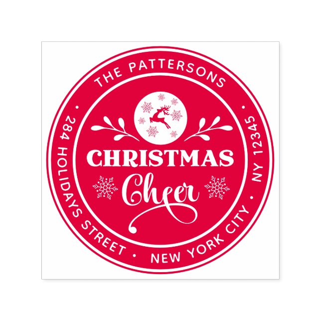 Tampon Auto-encreur Christmas Cheval Winter Adresse de retour personne (Design)