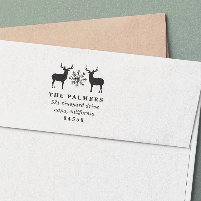 Tampon Auto-encreur Christmas Deer Adresse de retour (Créateur téléchargé)