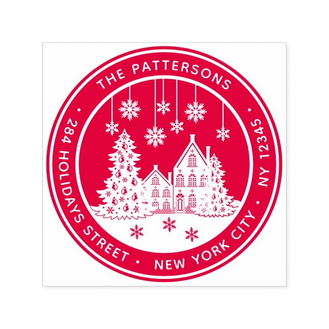 Tampon Auto-encreur Christmas Tree Winter Home Retour personnel (Design)