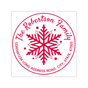 Tampon Auto-encreur Christmas Winter Snowflacon Adresse de retour