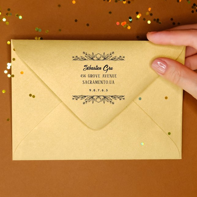 Tampon Auto-encreur Circulaire de feuillage de Laurel Rustique mignonn (Créateur téléchargé)