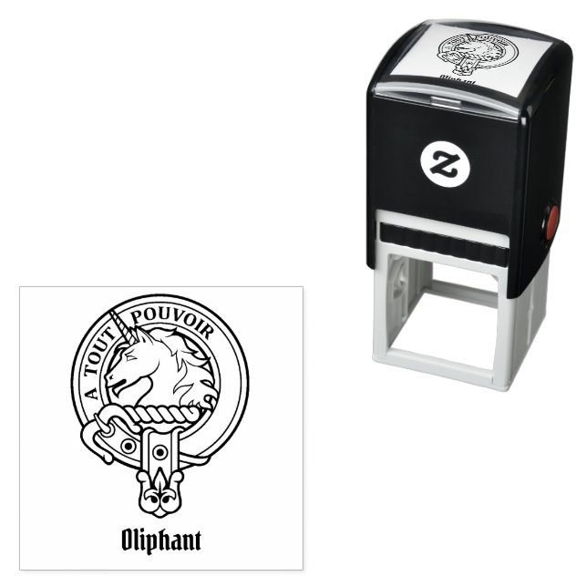 Tampon Auto-encreur Clan Oliphant Crest Stamp autoportant (En situation)