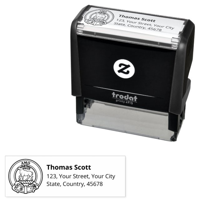 Tampon Auto-encreur Clan Scott Crest Stamp autoportant (En situation)