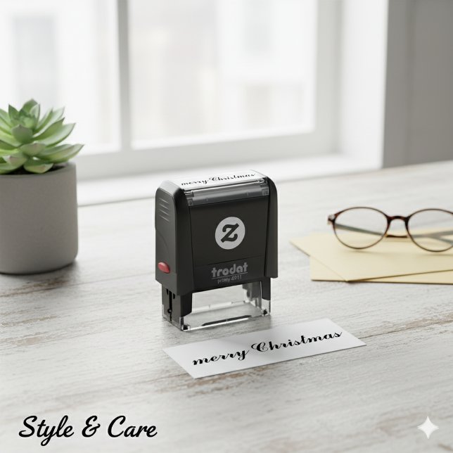 Tampon Auto-encreur Classic Elegant Merry Christmas Script (Classic Elegant Merry Christmas Script Self-inking Stamp)