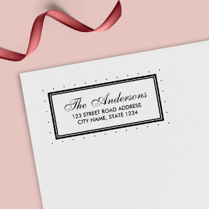 Tampon Auto-encreur Classic moderne Bordure Polka Dot Adresse de famil