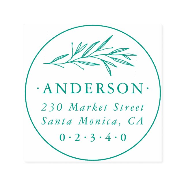 Tampon Auto-encreur Classic Round Botanical Nom de famille Adresse de  (Design)