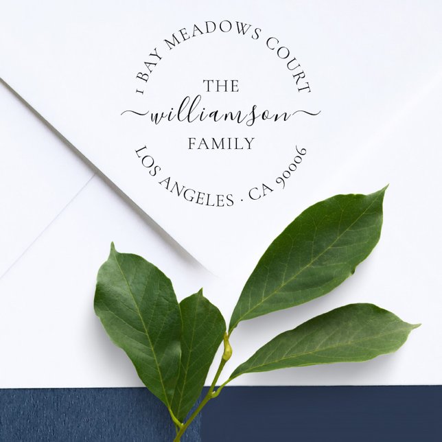 Tampon Auto-encreur Classic Round Fancy Script Family Adresse de retou (Créateur téléchargé)