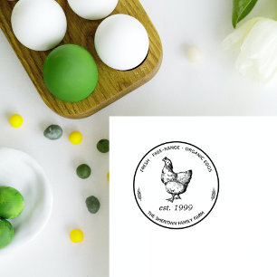 Tampon Auto-encreur Classic Round Vintage Family Farm Oeuf Carton Prom