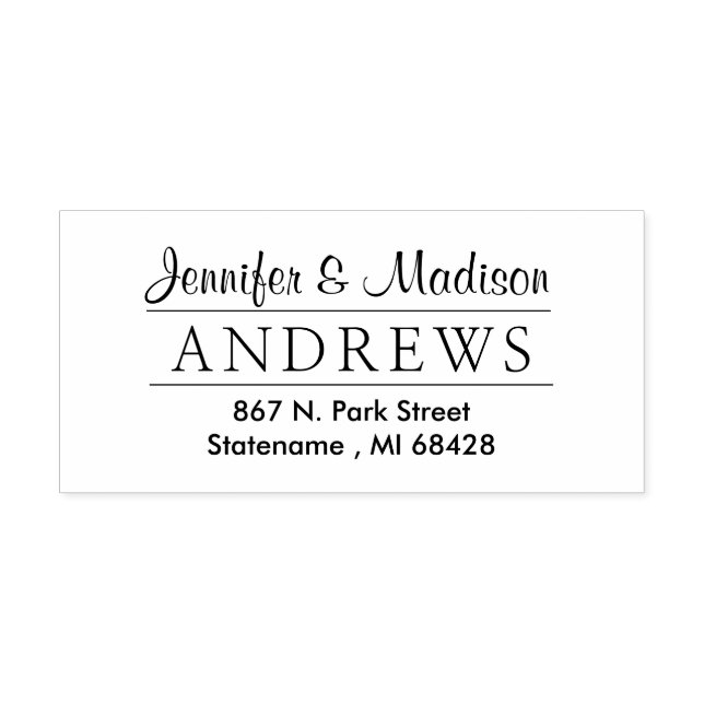 Tampon Auto-encreur Classy Couple Élégant Monogramme Retour Adresse pe (Design)