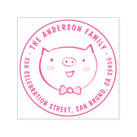 Cochon personnalisé Nom de famille Ronde Adresse d