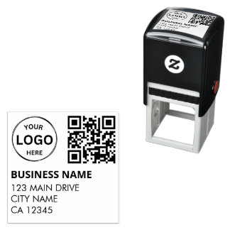 Tampon Auto-encreur Code QR entreprise Retour Adresse Logo professionn