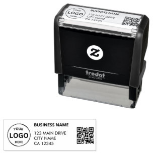 Tampon Auto-encreur Code QR entreprise Retour Adresse Logo professionn