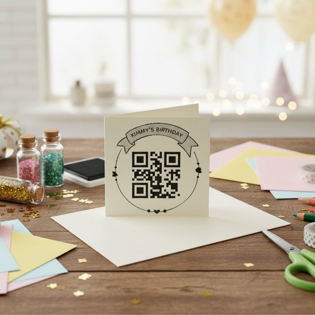 Tampon Auto-encreur Code QR Informations d'anniversaire Timbre en caou (Custom Birthday QR Code Stamp)
