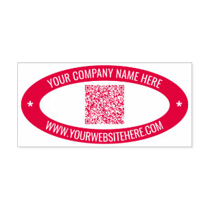 Tampon Auto-encreur Code QR personnalisé et Modèle couleur ovale du te