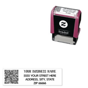 Tampon Auto-encreur Code QR personnalisé Nom commercial Adresse de ret