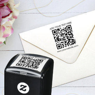 Tampon Auto-encreur Code QR personnalisé Texte Entreprise moderne
