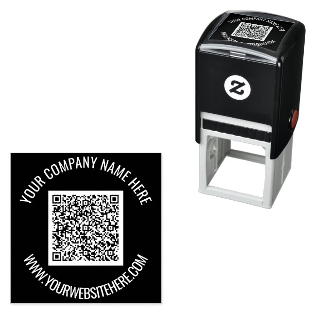 Tampon Auto-encreur Code QR personnalisé Texte et couleurs personnalis (En situation)