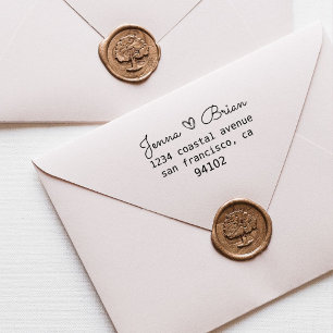 Tampon Auto-encreur Coeur Mariage manuscrit   Timbre d'adresse de reto