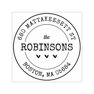 Tampon Auto-encreur Coeurs d'adresses personnalisés