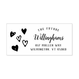 Tampon Auto-encreur Coeurs tirés à la main   MARIAGE