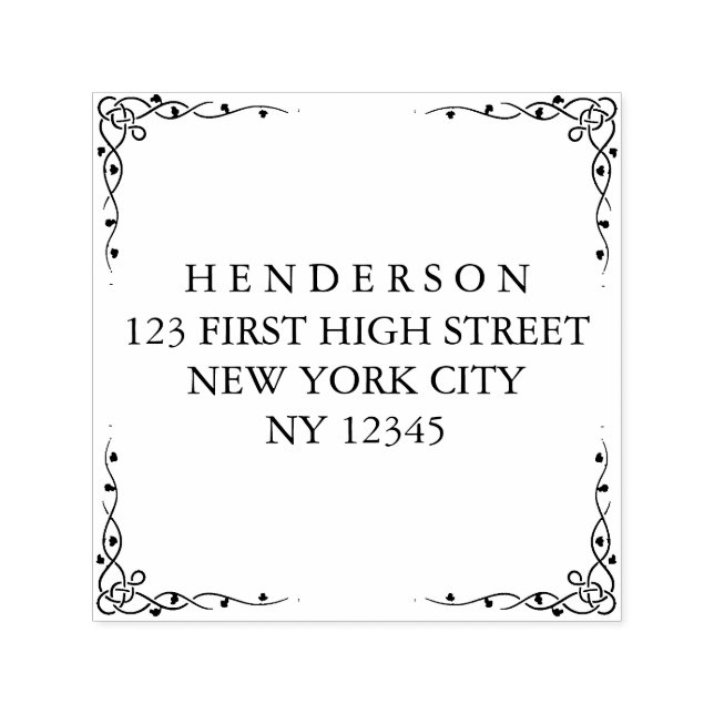 Tampon Auto-encreur Coin vigne celtique personnalisé Adresse de retour (Design)