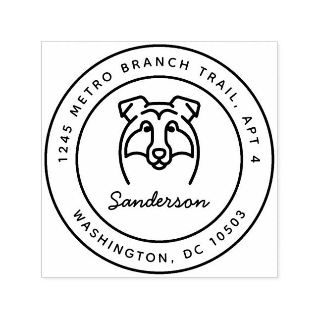 Tampon Auto-encreur Collie Dog Adresse de retour Timbre auto-allumage (Design)