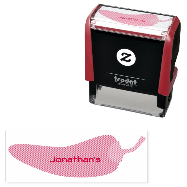 Tampon Auto-encreur Cool amusant Red Chili Nom personnalisé Retour à l (En situation)