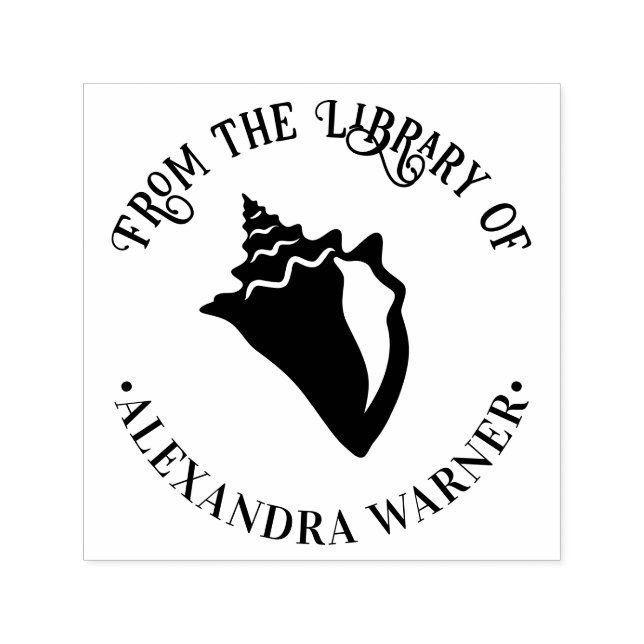 Tampon Auto-encreur Coquille de Conque Élégante Bibliothèque Ronde de  (Design)