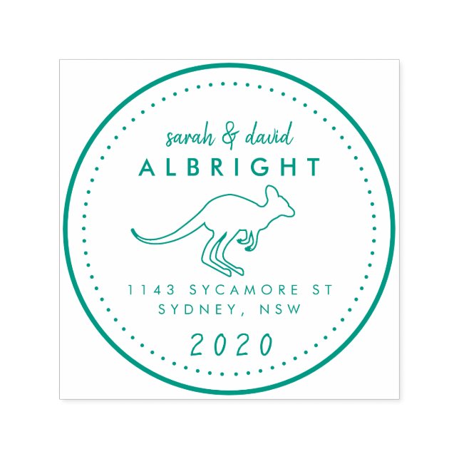 Tampon Auto-encreur Coupe personnalisée Kangaroo Line Dessin Adresse d (Design)