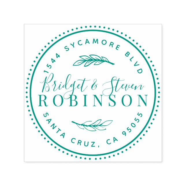 Tampon Auto-encreur Couple marié | Adresse de retour de script rustiqu (Design)