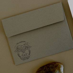 Tampon Auto-encreur Couples Initiales Retour Adresse Fleurs