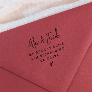 Tampon Auto-encreur Couples super Sparkle Noms et Adresse de retour