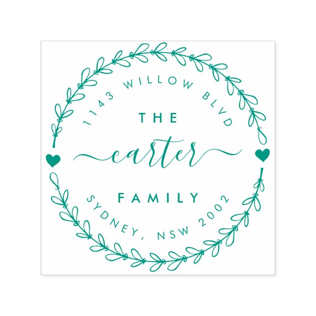 Tampon Auto-encreur Couronne à main Nom de famille Adresse de retour (Design)