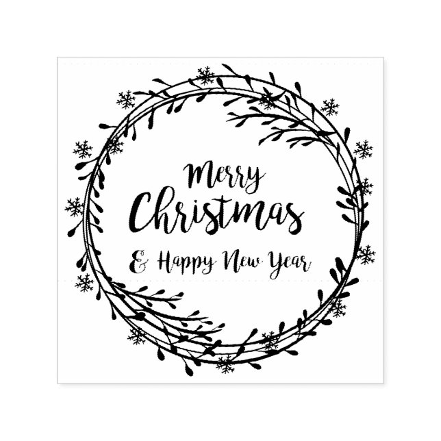 Tampon Auto-encreur Couronne de Noël aux flocons de neige (Design)