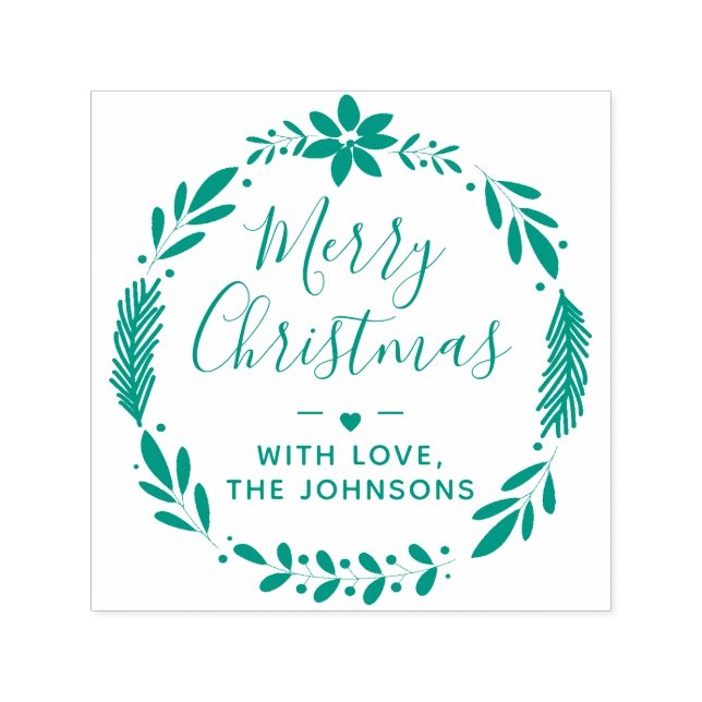 Tampon Auto-encreur Couronne de verdure de Noël avec amour (Design)