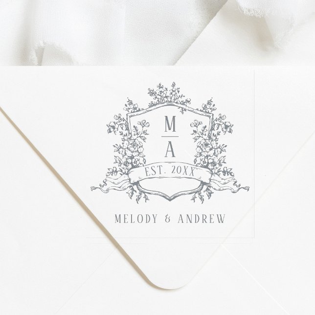 Tampon Auto-encreur Couronne florale élégante de mariage (Créateur téléchargé)