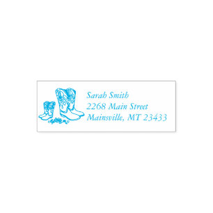 Tampon Auto-encreur Cowboy Baby shower Pays Western Blue Boy