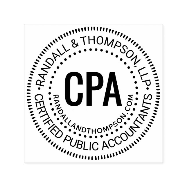 Tampon Auto-encreur CPA Cert Public Accountant Nom du cabinet URL #2R (Design)