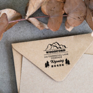 Tampon Auto-encreur Craggy Mountain Tops & Spruces Rustic Retro