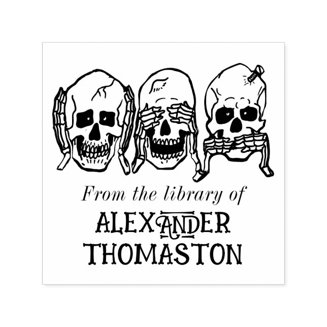 Tampon Auto-encreur Crâne gothique Voir Entendre Parler Pas De Mal Liv (Design)