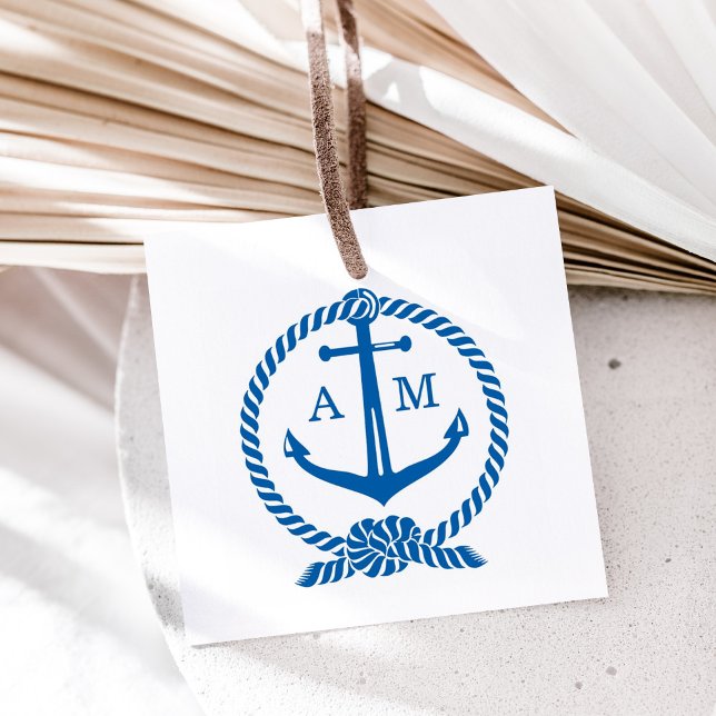 Tampon Auto-encreur Cravate L'Ancre de bateau Knot Mariage Monogrammes (Créateur téléchargé)