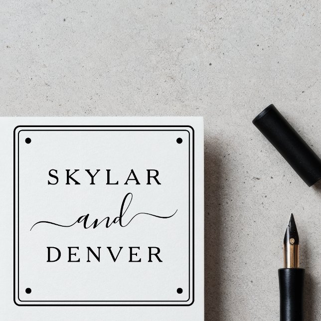 Tampon Auto-encreur Create Your Own Minimalist Script Couple's Name  (Créateur téléchargé)