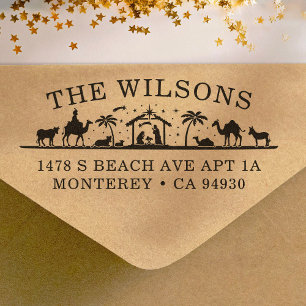 Tampon Auto-encreur Crèche Enfant Jésus-Christ Adresse de Retour