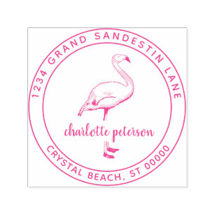 Tampon Auto-encreur Créer sa propre plage de Flamant rose rose Adresse