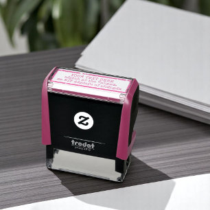 Tampon Auto-encreur Créer vos propres mots / texte fuchsia