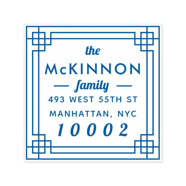 Tampon Auto-encreur Créez votre propre nom de famille de Carré Adresse (Design)